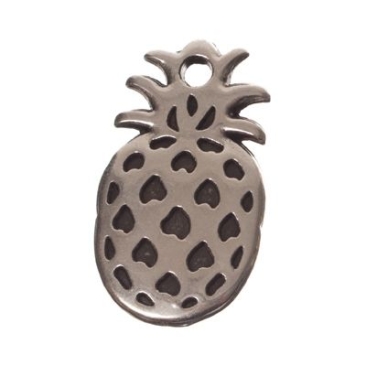 Metal pendant pineapple, diameter 11 x 20 mm, silver-plated