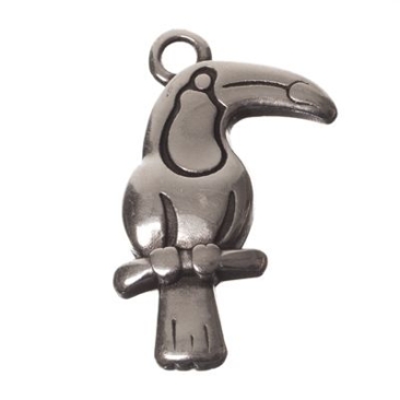 Metal pendant toucan, diameter 12 x 19 mm, silver-plated