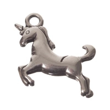 Metal pendant unicorn, diameter 17 x 14.5 mm, silver-plated