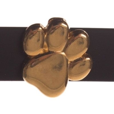 Perle métallique Slider Patte, dorée, env. 14 x 14 mm, diamètre de l'ouverture pour enfiler : 10,2 x 2,3 mm