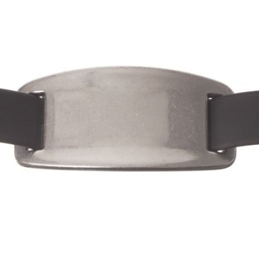 Metallperle Slider Viereck versilbert, ca. 40 x 20 mm, Durchmesser Fädelöffnung:  10,2 x 2,3 mm