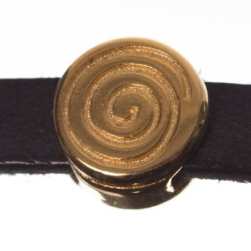 Metal bead mini slider snail, gold-plated, approx. 8 x 8 mm, diameter threading hole: 5.2 x 2.0 m