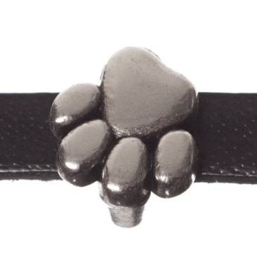 Metal bead mini slider paw, silver-plated, approx. 9 x 9 mm, diameter thread opening: 5.2 x 2.0 m