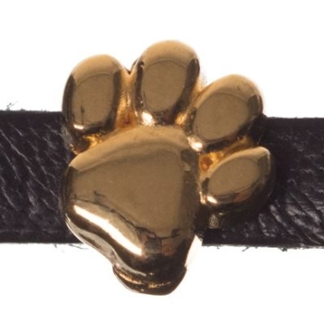 Metal bead mini slider paw, gold-plated, approx. 9 x 9 mm, diameter thread opening: 5.2 x 2.0 m