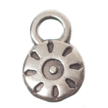 Pendentif métal mini bras soleil, diamètre 9 x 6 mm, argenté