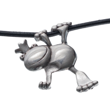 Metal pendant frog, XXL pendant, 49 x 36 mm, silver-plated