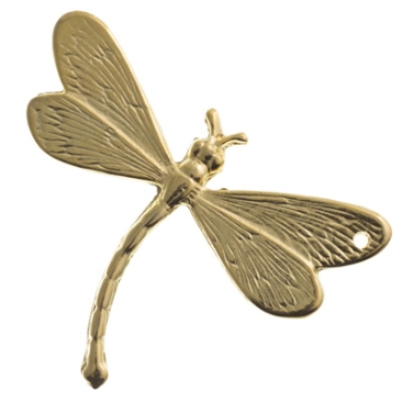 Metal pendant dragonfly, XXL pendant, 37 x 48 mm, gold-plated