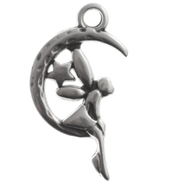 Metal pendant elf, 26 x 14 mm, silver plated