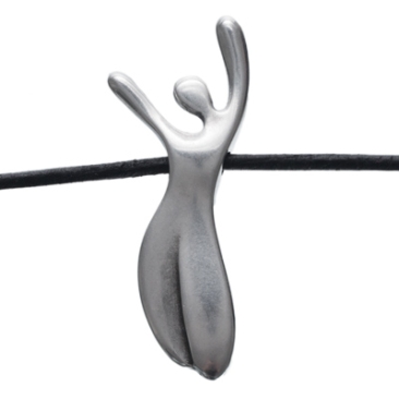 Metal bead figure, 41 x 15.5 mm, silver-plated