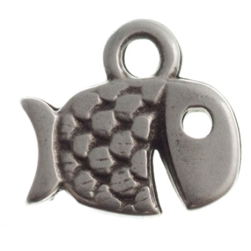 Metallanhänger Fisch, 8,5 x 9 mm, versilbert
