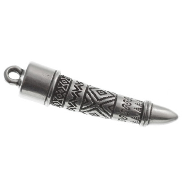 Metal pendant horn, 35.5 x 7.5 mm, silver-plated