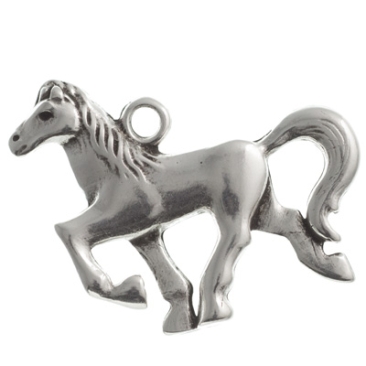 Metalen hanger paard, 26,5 x 20 mm, verzilverd
