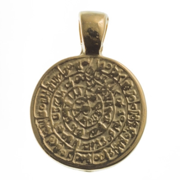 Metal pendant disc ethno, 22.0 x 16.0 mm, gold-plated