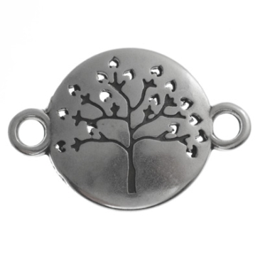 Bracelet connector tree, 23 x 16 mm, silver-plated