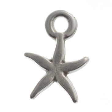 Metal pendant starfish, 9.5 x 7 mm, silver-plated