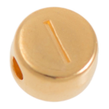 Perle métallique, lettre I, ronde, diamètre 7 mm, doré