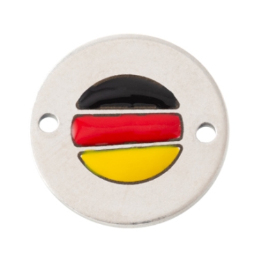 Coin Armbandverbinder Deutschland, 15 mm, versilbert, Motiv emailliert