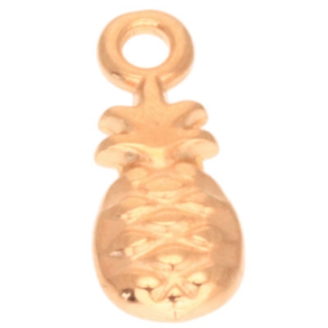 Metal pendant pineapple, 11.5 x 5 mm, gold-plated