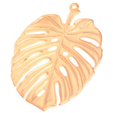 Metal pendant Monstera leaf, 52 x 40 mm, gold-plated