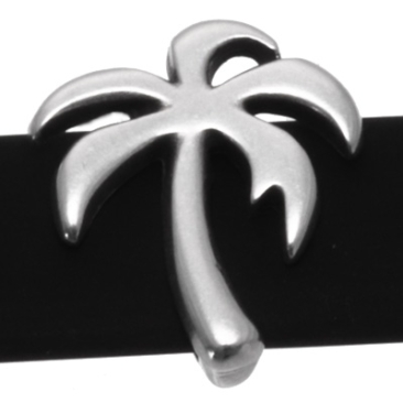 Metal bead Slider Palm , 15,5 x 13 mm, silver plated