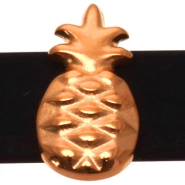 Metal bead slider pineapple, 16.5 x 9 mm, gold plated