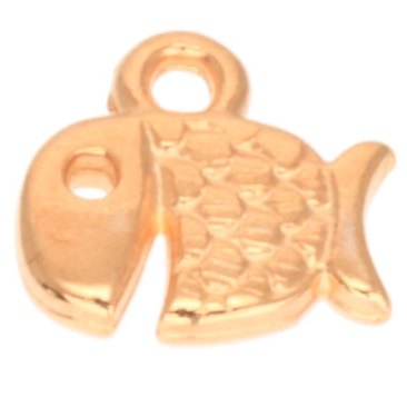 Metal pendant fish, 9 x 9 mm, gold-plated
