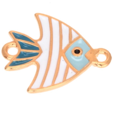 Bracelet connector fish, 20 x 16 mm, gold-plated and enamelled