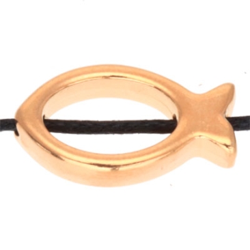 Metal bead fish, 17 x 10 mm, inner diameter 9 x 6 mm, gold-plated