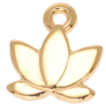 Metal pendant lotus, 11.5 x 10.5 mm, gold-plated