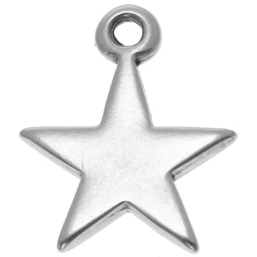 Metal pendant star, 14 x 11 mm, silver-plated