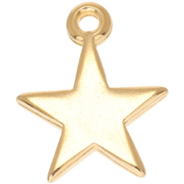 Metal pendant star, 14 x 11 mm, gold-plated
