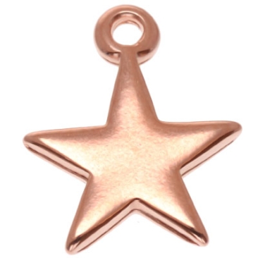 Metal pendant star, 14 x 11 mm, rose gold-plated