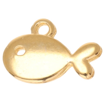 Metal pendant fish, 10 x 13 mm, gold-plated