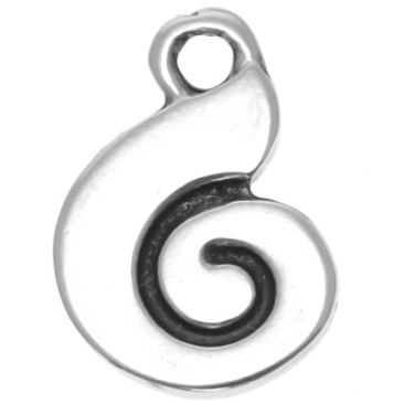 Metal pendant snail, 12 x 8 mm, silver plated