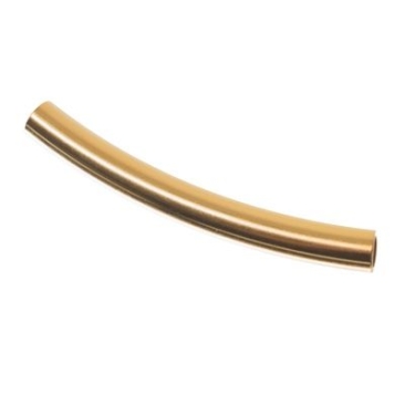 Metal bead curved tube, approx. 29 x 3 mm, gold-plated