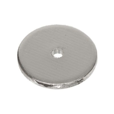 Perle en métal, disque, environ 10 mm, argenté,