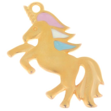 Metal pendant unicorn, 15 x 17 mm, gold-plated