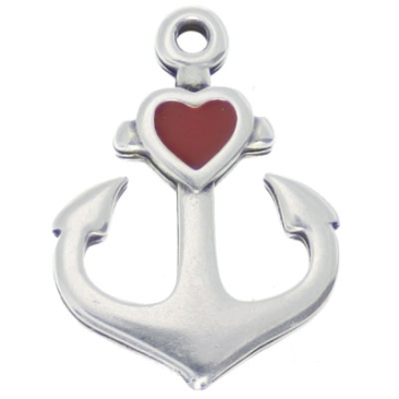 Metal pendant anchor, 22 x 16.5 mm, silver-plated