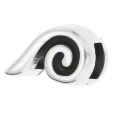 Metal bead snail, 8 x 5 mm, silver plated