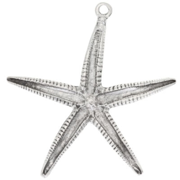 Pendentif XXL en métal étoile de mer, 65 x 65 mm, argenté