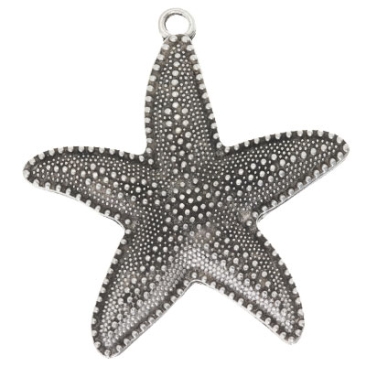 XXL metal pendant starfish, 63 x 57 mm, silver-plated