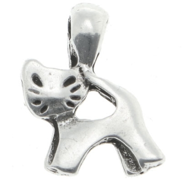 Metal pendant cat, 19.5 x 15 mm, silver-plated