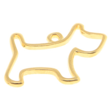Metal pendant dog, 24.5 x 16 mm, gold-plated