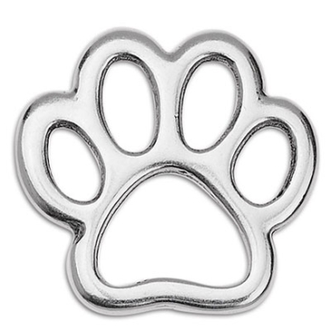 Metal pendant paw, 18 mm, silver-plated