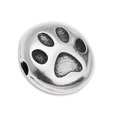 Metal bead paw, 9.5 mm, silver plated