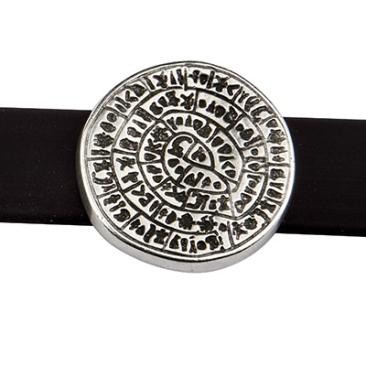 Slider, disque de 18 mm, pour bracelet de 10 mm, argenté