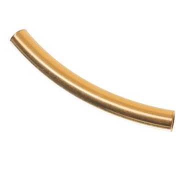 Metal bead curved tube, approx. 44 x 4 mm, gold-plated