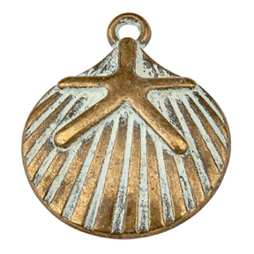 Patina metal pendant shell, 22 x 18 mm