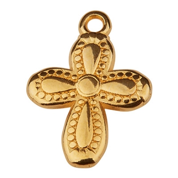 Metallanhänger Kreuz, 12 x 15 mm, vergoldet