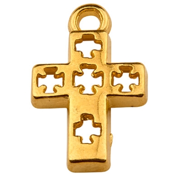 Metal pendant cross, 10 x 13 mm, gold-plated